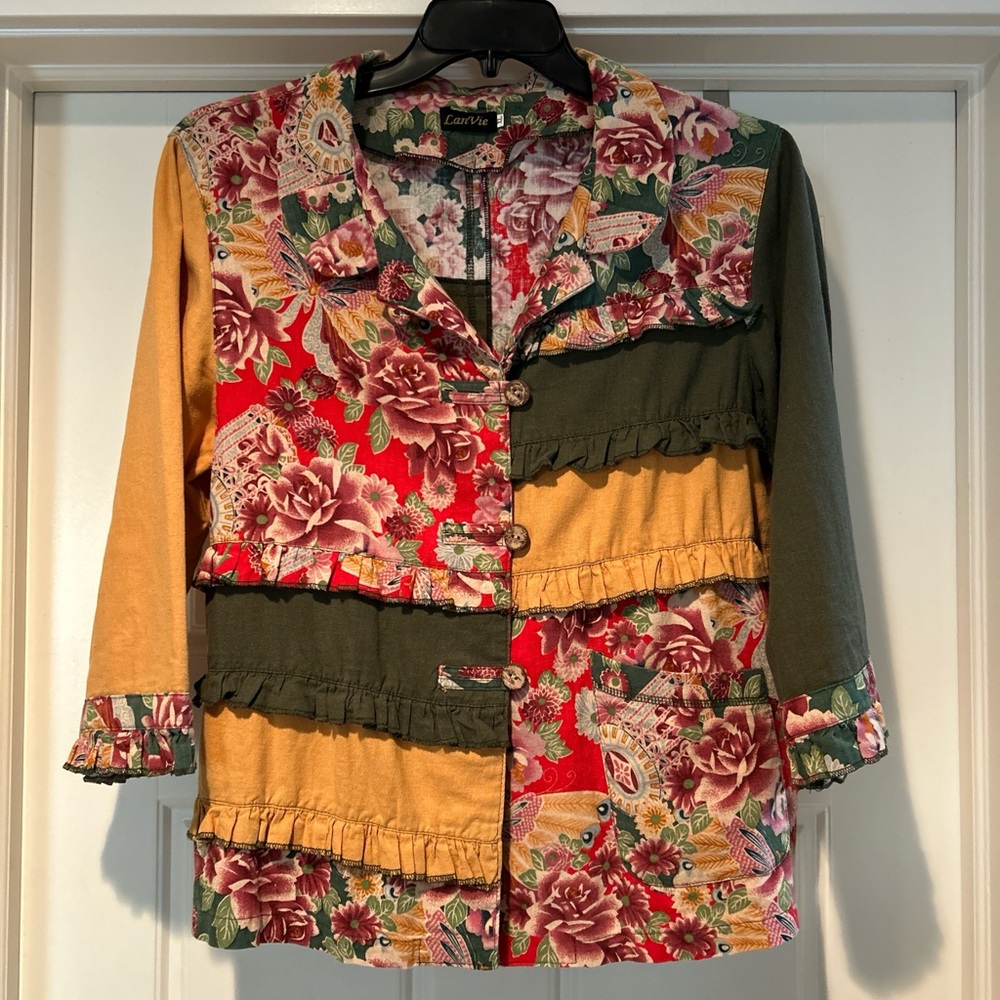 Colorful Floral Patchwork Button Down Shirt